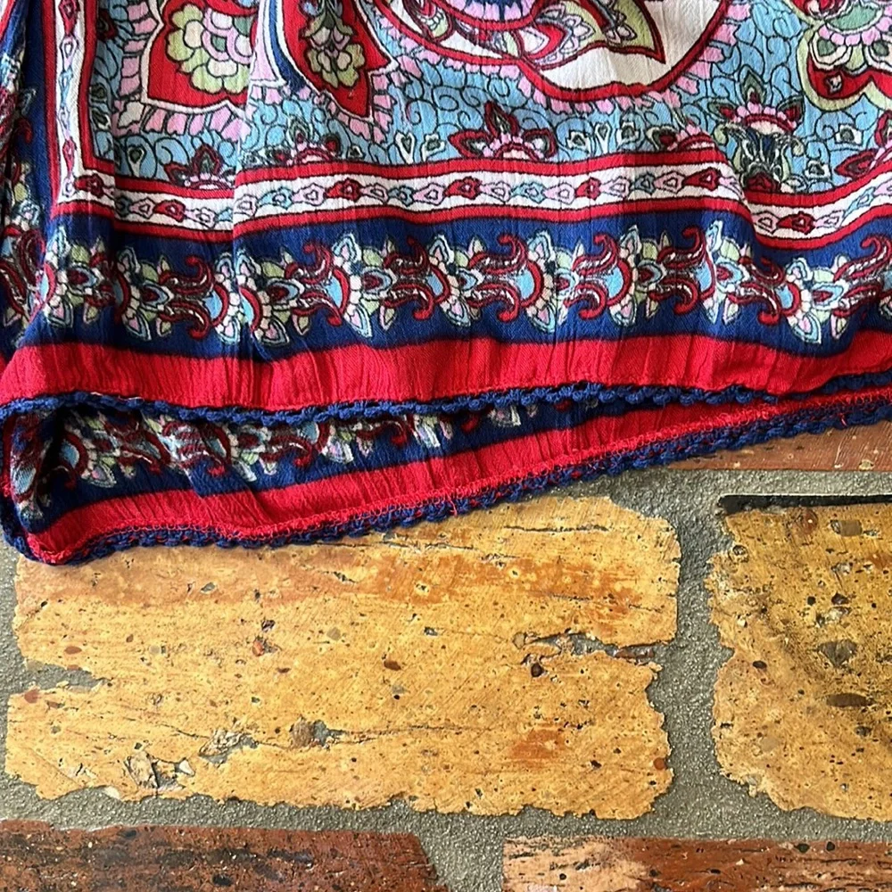 Patrons of Peace Red Smocked Waist Boho Shorts szM